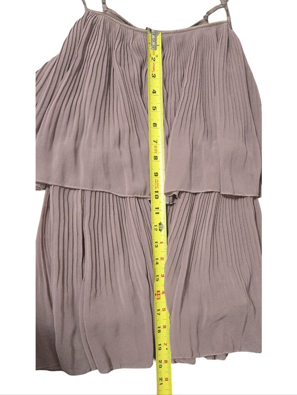 Forever 21 Dusty Mauve Tiered Pleated Women’s Shirt Pleated Feminine Flowy - Picture 4 of 5
